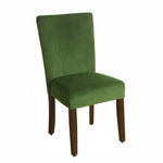 Benzara Velvet Upholstered Parson Dining Chair with Wooden Legs, Green and Brown,