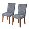 Benzara Textured Fabric Upholstered Parson Dining Chair with Wooden Legs, Blue and Brown,