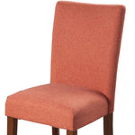 Benzara Fabric Upholstered Parson Dining Chair with Wooden Legs, Orange and Brown,