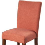 Benzara Fabric Upholstered Parson Dining Chair with Wooden Legs, Orange and Brown,