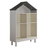 Benzara Hut Shape Wooden Bookcase with Five Spacious Shelves, White and Gray