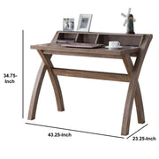Benzara Multifunctional Wooden Desk with Electric Outlet and Trestle Base, Brown