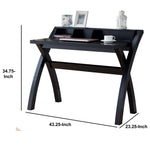 Benzara Multifunctional Wooden Desk with Electric Outlet and Trestle Base, Black