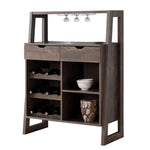 Benzara Stylish Wooden Wine Cabinet with Sled Legs and Spacious Storage, Brown