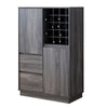 Benzara Rectangular Wooden Wine Cabinet with Spacious Storage and Finger Groove Handles, Gray