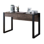 Benzara Rectangular Wooden Desk with Electric Outlet and Sled Leg Support, Black and Brown