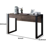 Benzara Rectangular Wooden Desk with Electric Outlet and Sled Leg Support, Black and Brown
