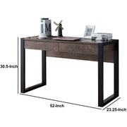 Benzara Rectangular Wooden Desk with Electric Outlet and Sled Leg Support, Black and Brown