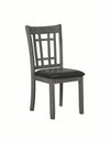 Benzara Cutout Back Wooden Dining Chair with Leatherette Seat, Gray and Black,