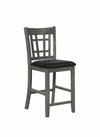 Benzara Cutout Back Wooden Counter Height Chair with Leatherette Seat, Gray and Black,