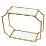 Benzara Metal Wall Shelf with Two Glass Shelves and Smooth Chamfered Corners, Gold and Clear