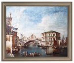 Benzara Digital Print of Grand Canal and The Rialto Bridge with Wooden Framing, Multicolor