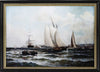 Benzara Old Style Digital New York Harbor Wall Art with Wooden Framing, Multicolor