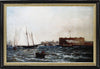 Benzara Wooden Framed Digital Wall Art of Castle William Governors Island New York, Multicolor