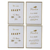 Benzara Modern Mindful Sayings Wall Art in Plastic Frame, Small, Set of 4, White and Gold