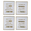 Benzara Modern Mindful Sayings Wall Art in Plastic Frame, Large, Set of 4, White and Gold