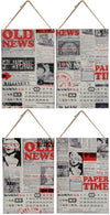 Benzara 4 Piece Newspaper Themed Calendar Wall Decor Set in Metal, Multicolor