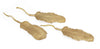 Benzara Resin Decorative Ornaments in Feather Shape with Threads, Gold, set of 3