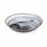 Benzara Decorative Glass Charger Plate  with Rim Opening, Black and Gold
