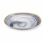 Benzara Decorative Glass Bowl  with Rim Opening, Black and Gray