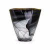 Benzara Freeform Shape Textured Glass Table Vase  with Rim Opening, Black and Gold
