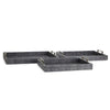 Benzara Wooden Trays Covered in Snakeskin Textured Faux Leather, Gray and Silver, set of 3