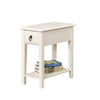 Benzara Wooden End Table with One Drawer and Bottom Shelf, White