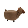 Benzara Sheep Shape Wooden Ottoman with Fabric Upholstery, Brown