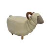 Benzara Sheep Shape Wooden Ottoman with Fabric Upholstery, Cream and Brown