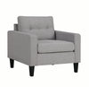 Benzara Fabric Upholstered Wooden Chair with Button Tufted Back and Contrast Pillows, Gray and Black