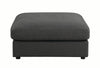 Benzara Fabric Upholstered Wooden Ottoman with Loose Cushion Seat and Small Feet, Dark Gray