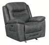 Benzara Fabric Upholstered Metal Power Recliner Chair with Cushion Armrest and Adjustable Headrest, Black
