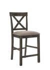 Benzara Wooden Counter Height Chair with X Shaped Backrest and Built in Footrest, , Gray