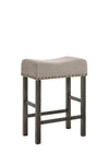 Benzara Fabric Rectangular Counter Height Stool with Nailhead Trim, Set of 2, Gray