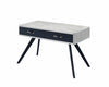Benzara Faux Concrete Desk with Two Drawers and Flared Legs, Black and Gray