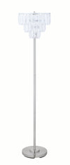 Benzara Crystal Accented Tiered Floor Lamp with Metal Base, Silver