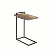 Benzara Contemporary Style Metal Accent Table with Wooden Top and USB Port, Brown and Bronze