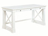 Benzara Three Drawer Rectangular Wooden Writing Desk with X shaped Side Panels, White