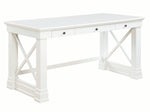 Benzara Three Drawer Rectangular Wooden Writing Desk with X shaped Side Panels, White