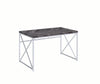 Benzara Herringbone Pattern Wooden Writing Desk with Metal Base, Gray and silver