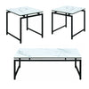 Benzara 3 Piece Metal Base Occasional Table Set with Faux Marble Top, Black and White