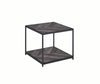 Benzara Metal Frame End Table with Wooden Top and Bottom Shelf, Black and Gray