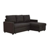 Benzara Fabric Sectional Sofa with Pull Out Sleeper and Chaise, Charcoal Black
