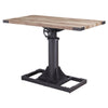 Benzara Height Adjustable Wooden Desk with Metal Pedestal Base, Brown and Gray