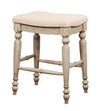 Benzara Saddle Top Wooden Counter Stool with Fabric Upholstery,Brown and Beige