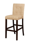 Benzara Wooden Bar Stool with Button Tufted Backrest, Beige and Brown