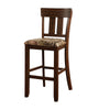 Benzara Wooden Bar Stool with Camouflage Fabric Seat, Brown