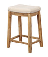 Benzara Saddle Top Wooden Counter Stool with Nailhead Accents, Brown and Beige