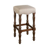 Benzara Traditional Style Wooden Bar Stool with Turned Legs, Brown and Beige