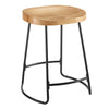 Benzara Metal and Wood Counter Stool with Saddle Seat, Black and Brown